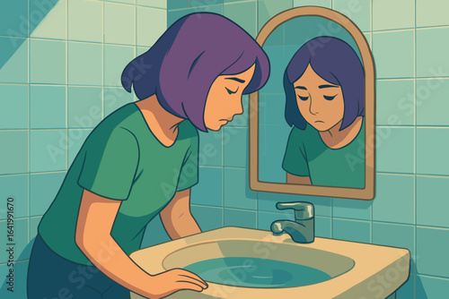 A woman's sorrowful face is captured in a close-up portrait, conveying emotions of sadness, introspection, and inner turmoil, suitable for representations of mental health, compassion, and emotional