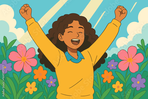 A woman's face exudes radiant joy, displaying a genuine, bright smile and happiness, embodying glee, life, happy, and merry emotions in a model image