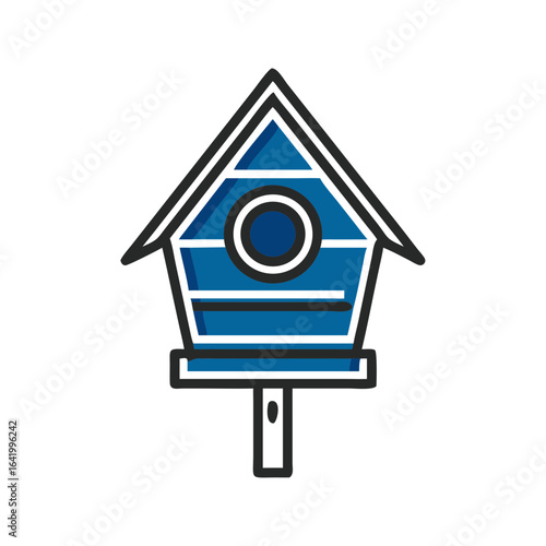 Blue birdhouse illustration with modern design  