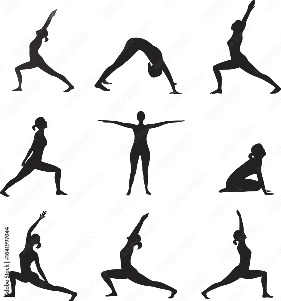 Obraz premium yoga exercise silhouette collection