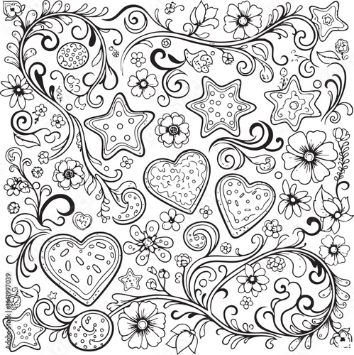 christmas, christmas tree, pattern, flower, vector, floral, design, seamless, vintage, illustration, ornament, decoration, art, wallpaper, nature, decor, texture, element, flowers, mandala, leaf, retr