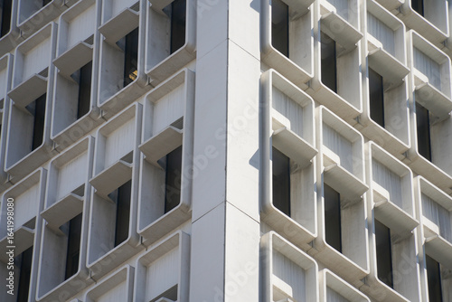 White Block Modern Minimalist Building Architecture in the Los Angeles Downtown Symmetry Construction 