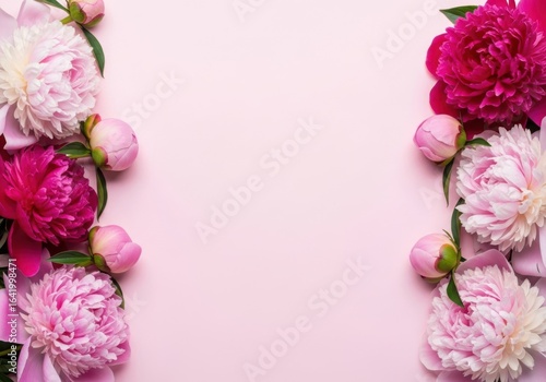 Wallpaper Mural Beautiful pink and white peonies bordering a soft pink background Torontodigital.ca