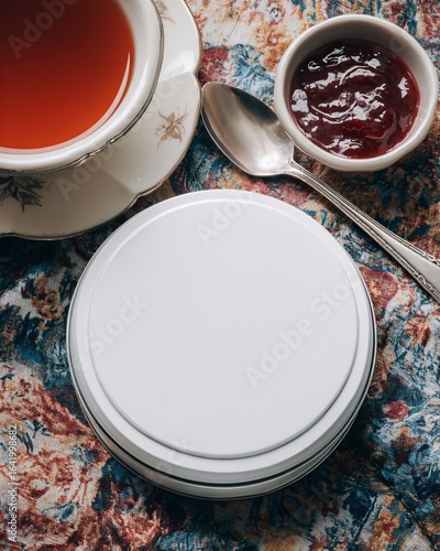 A Moment of Tranquility: Tea, Jam, and a Blank Tin