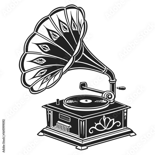 vintage gramophone isolated on white