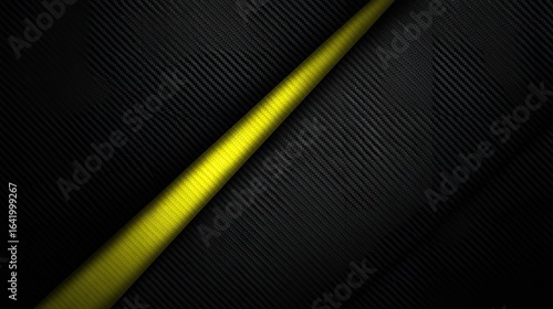 Diagonal yellow stripe on a dark carbon fiber texture.