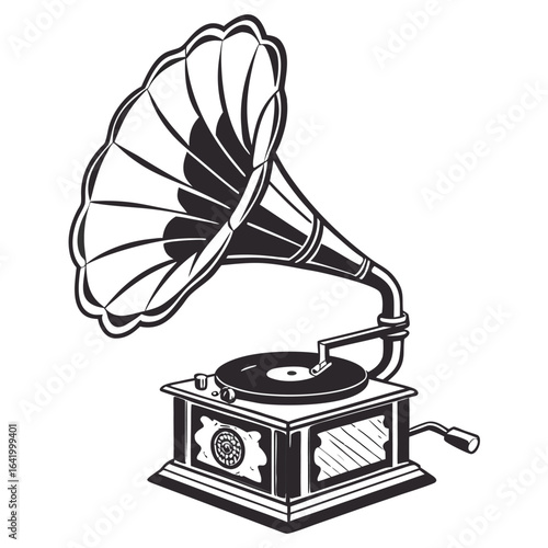 old gramophone isolated on white background
