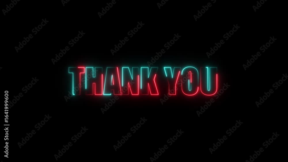 Thank You. red and cyan Neon Futuristic Effect. Trendy Glow Lighting. 4K Video Animation Thank You. red and cyan Neon Futuristic Effect. Trendy Glow Lighting. 4K Video Animation