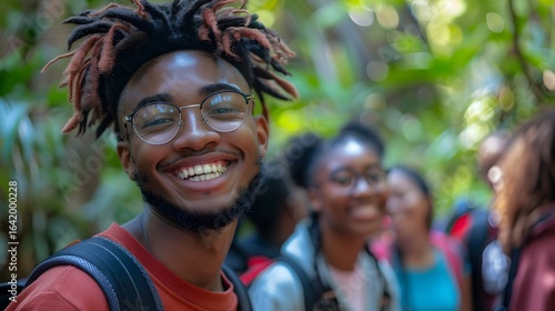 Smiling African American Man Happy Outdoor Adventure