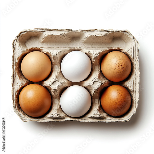 Six chicken eggs in a carton two white four brown egg carton six eggs
