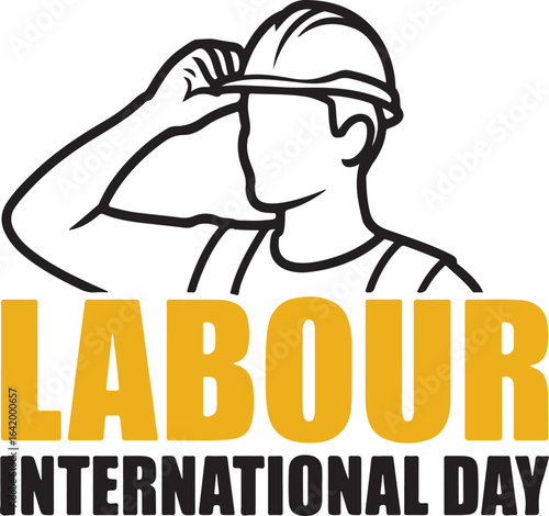 International Labour Day Worker Outline Vector Design