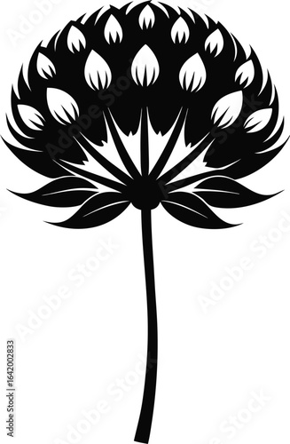 Elegant allium flower silhouette design