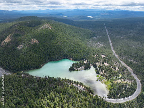 The Cascade Lakes Scenic Byway winds through the Deschutes National Forest in central Oregon, not far from Bend. This lovely wilderness area is popular for summer and winter recreation.