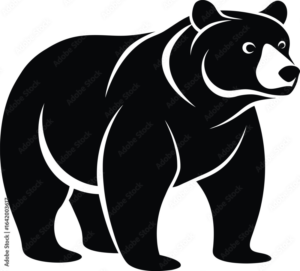 Fototapeta premium Minimalist bear silhouette in black and white
