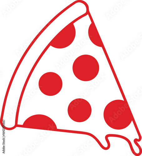 Red Line Art of Pepperoni Pizza Slice