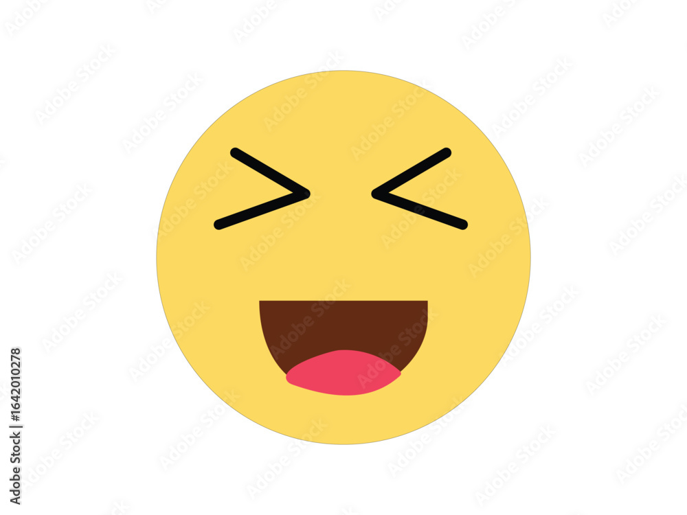 Fototapeta premium Laughing Face Emoji Icon – Yellow Smiley Expression Vector