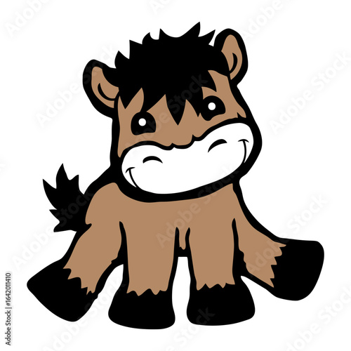 Horse Pony Cute Sitting Drawing Riding Cartoon Comic