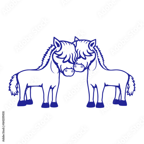 2 Horse Woman Man Love Couple Romantic Valentine's Day Bob Cut Long Hair