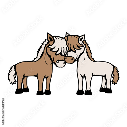 2 Horse Woman Man Love Couple Romantic Valentine's Day Bob Cut Long Hair