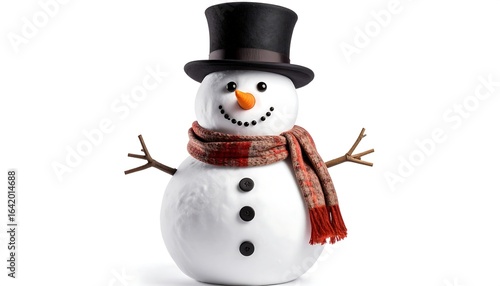 Smiling snowman with top hat and scarf (1)