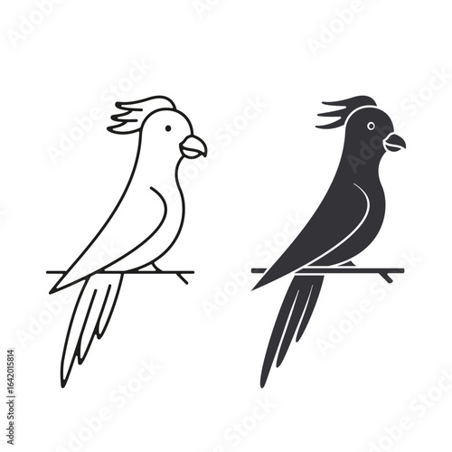 Parrot icon set in black color. Vector isolated illustration