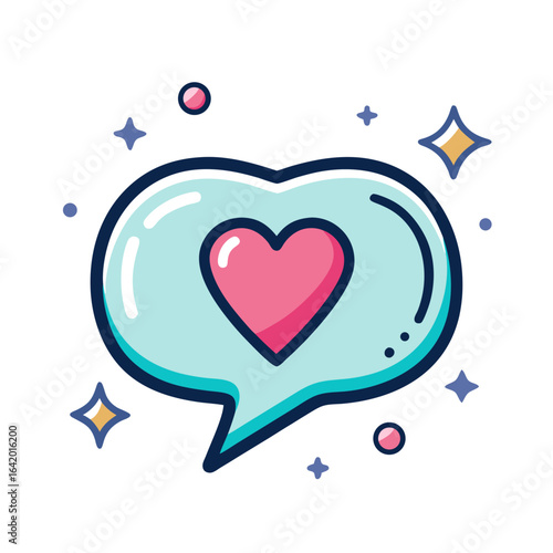 Speech Bubble with Glowing Heart Vector Illustration for Confession Day