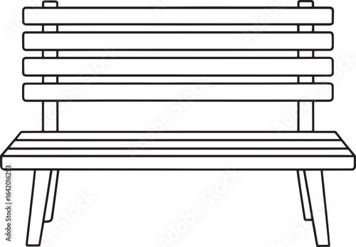 Simple black outline park bench design ready for outdoor use or garden decoration needs