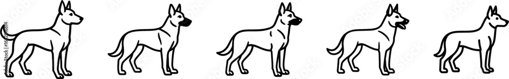 Fototapeta premium Belgian malinois dog full body standing side view outline vector