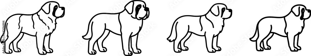 Fototapeta premium Saint bernard dog standing side view outline vector