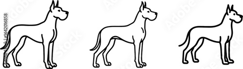 Great dane dog standing side view outline vector