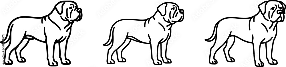 Obraz premium Mastiff dog full body side view outline vector