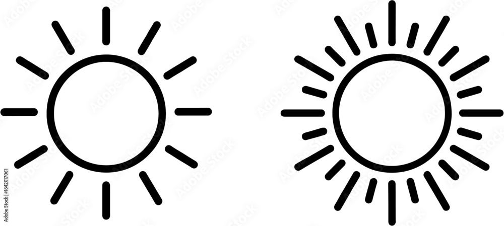 Fototapeta premium Summer sun bright outline vector