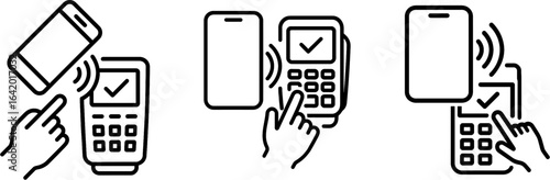 Mobile payment tap outline vector