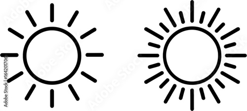Summer sun bright outline vector