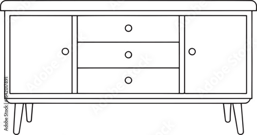 Modern cabinet with doors and drawers, ideal for stylish storage solutions and interior design projects