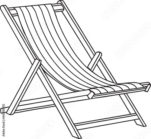 Relaxing deck chair illustration for summer vacation vibes and carefree beach days, waiting for sunshine