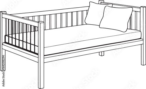 Elegant daybed with pillows invites relaxation in minimalist style perfect for home decor projects