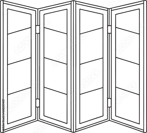 Elegant folding screen with geometric details creating stylish room divider or partition design element for interiors