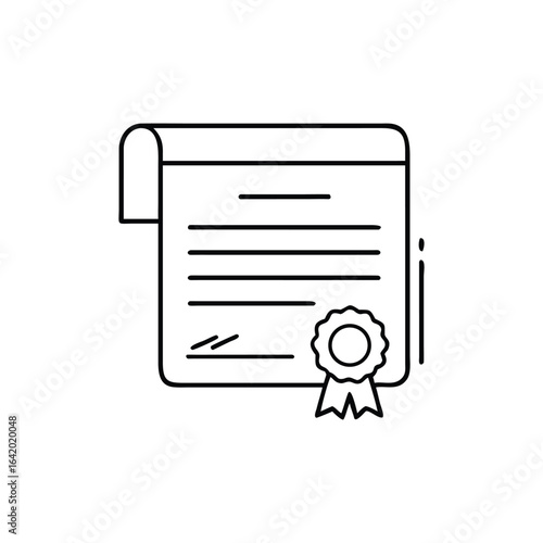 black and white certificate with ribbon clip art preview
