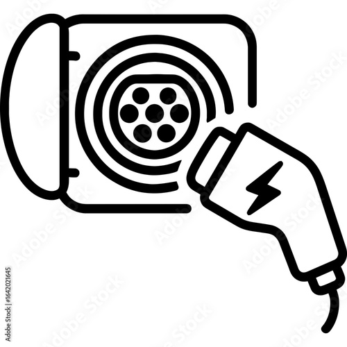 Electric vehicle charging port outline vector