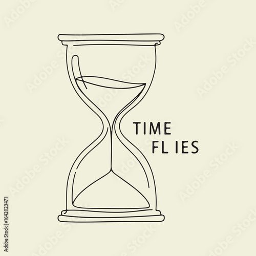Time Flies Hourglass Vintage Design.