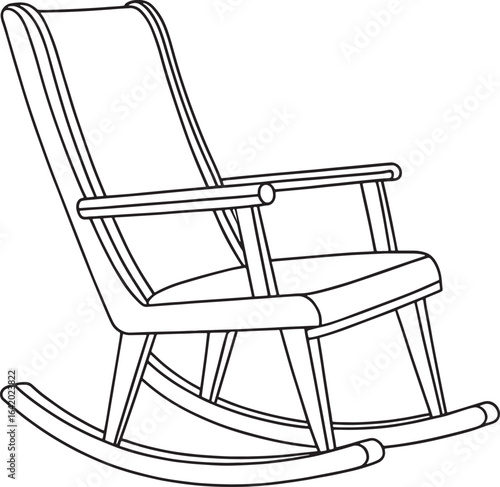 Relaxing rocking chair line art for soothing interiors and cozy designs, a symbol of comfort and nostalgia