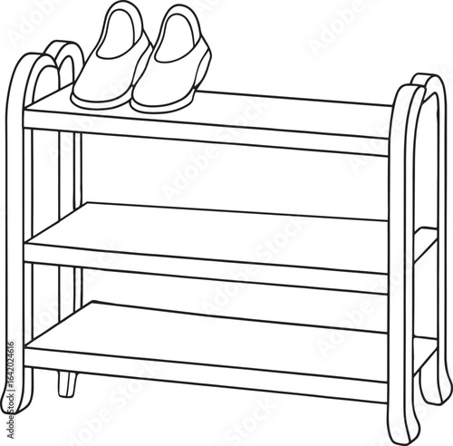 Organize your life with this modern shoe rack, pair of slippers neatly arranged on top for a clean look