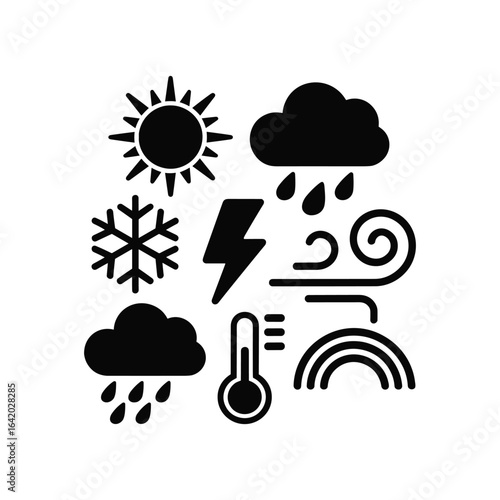 Collection of weather icons representing different atmospheric conditions