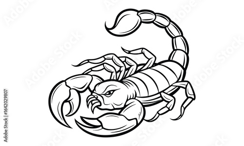 Scorpion t shirt design silhouette and vector line art, high-quality illustration ideal for adult coloring books, art therapy, relaxation and stress relief printable designs
