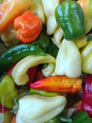 red and green peppers in colorful variation 
