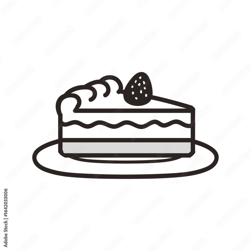 Strawberry Cake Delight: An artistic illustration presents a delicious slice of strawberry cake, nestled on a plate. Evoking a sense of sweetness and indulgence, perfect for dessert themes. Strawberry Cake Delight: An artistic illustration presents a delicious slice of strawberry cake, nestled on a plate. Evoking a sense of sweetness and indulgence, perfect for dessert themes.