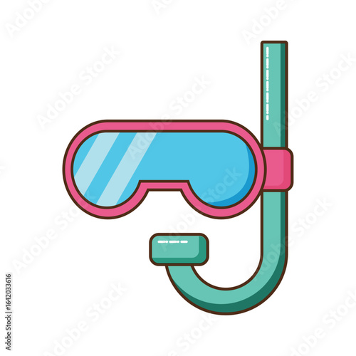 Snorkel Gear for Underwater Exploration: Vibrant illustration of a snorkel and mask, ideal for scuba diving and underwater adventures. Evokes the thrill of discovery and the beauty of aquatic worlds.