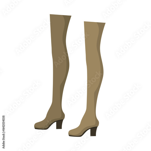 Elegance in Footwear: An artistic depiction of a pair of sleek, thigh-high boots. Showcasing sophisticated design, the boots evoke a sense of fashion-forward confidence.