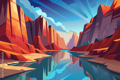 Abstract Canyon Background With Crystalline Reflection